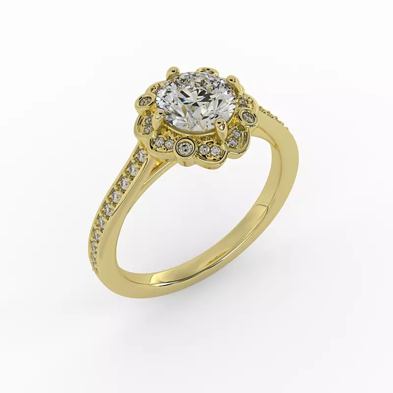 18K Yellow Gold Octavia Halo Engagement Ring