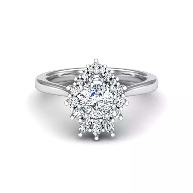18K White Gold Talia Celestial Halo Engagement Ring