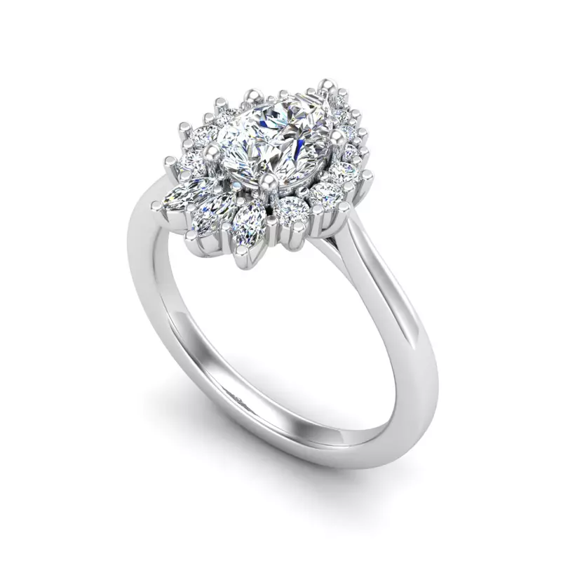 18K White Gold Talia Celestial Halo Engagement Ring