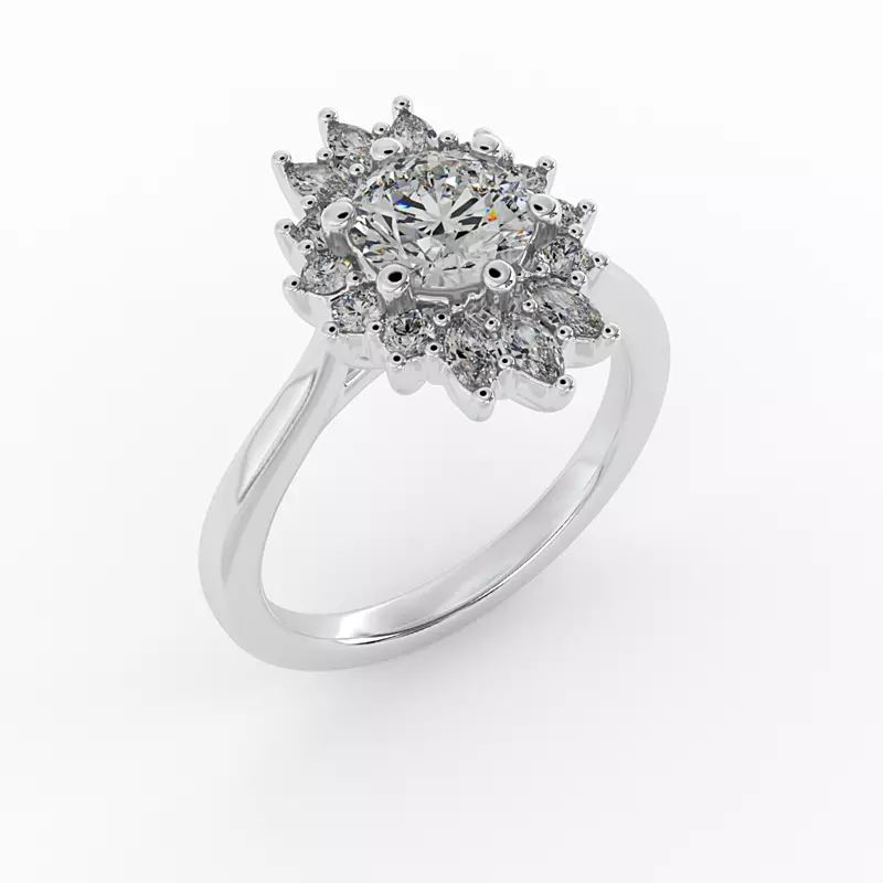 18K White Gold Talia Celestial Halo Engagement Ring