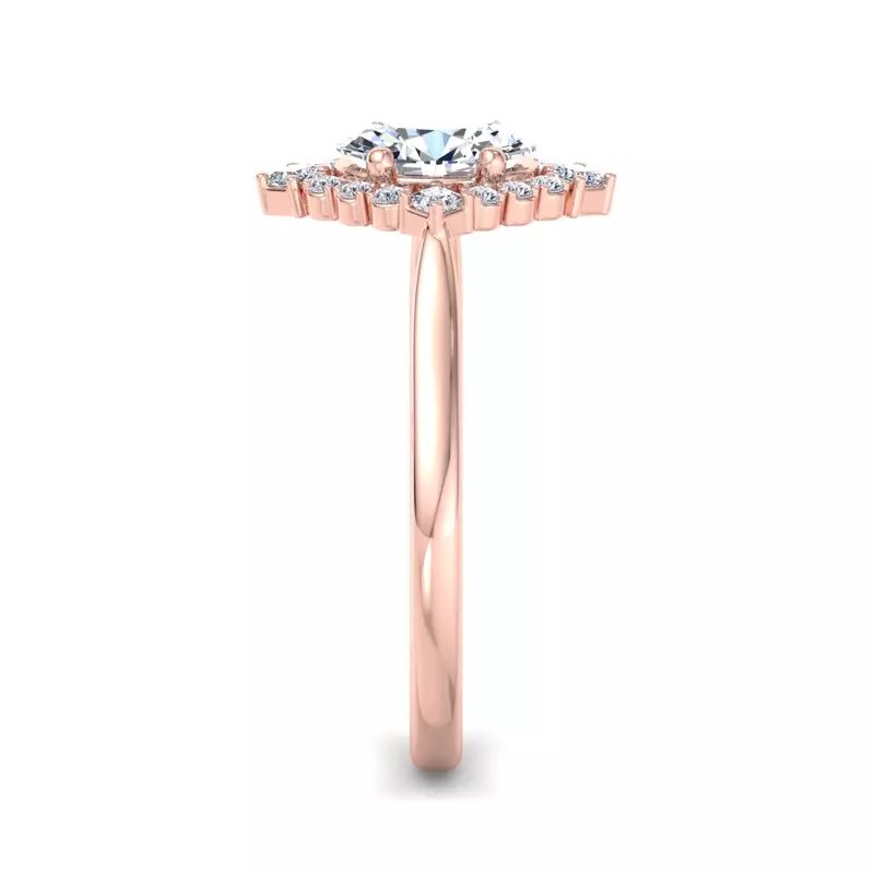 14K Rose Gold Demi Kite Halo Engagement Ring