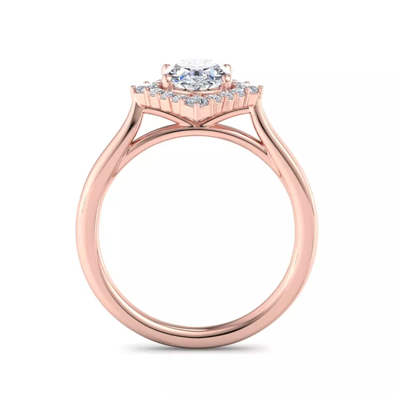 14K Rose Gold Demi Kite Halo Engagement Ring