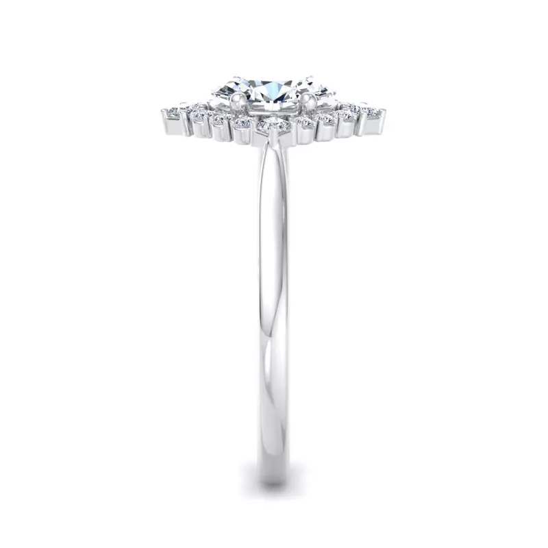 18K White Gold Demi Kite Halo Engagement Ring