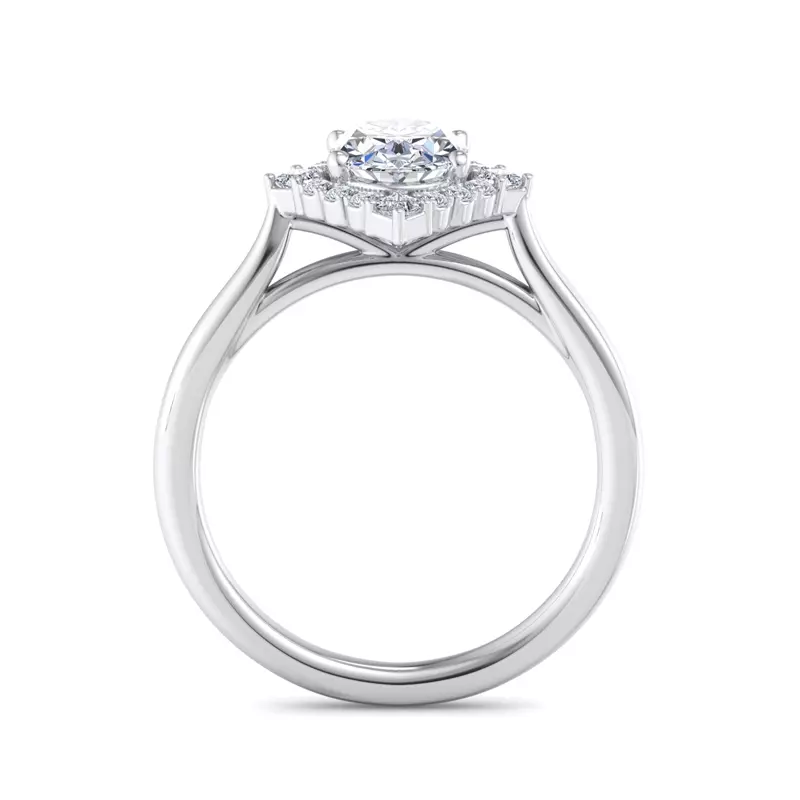18K White Gold Demi Kite Halo Engagement Ring