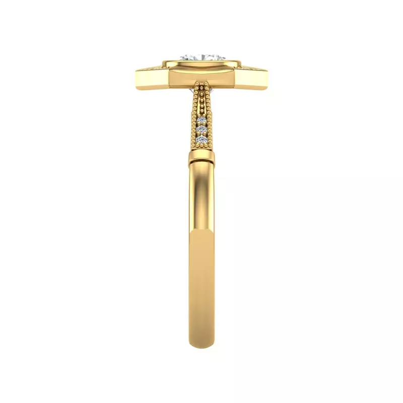 18K Yellow Gold Fatima Halo Engagement Ring