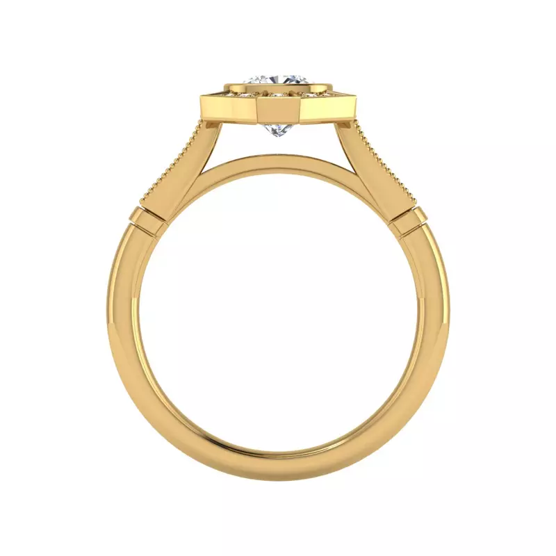18K Yellow Gold Fatima Halo Engagement Ring