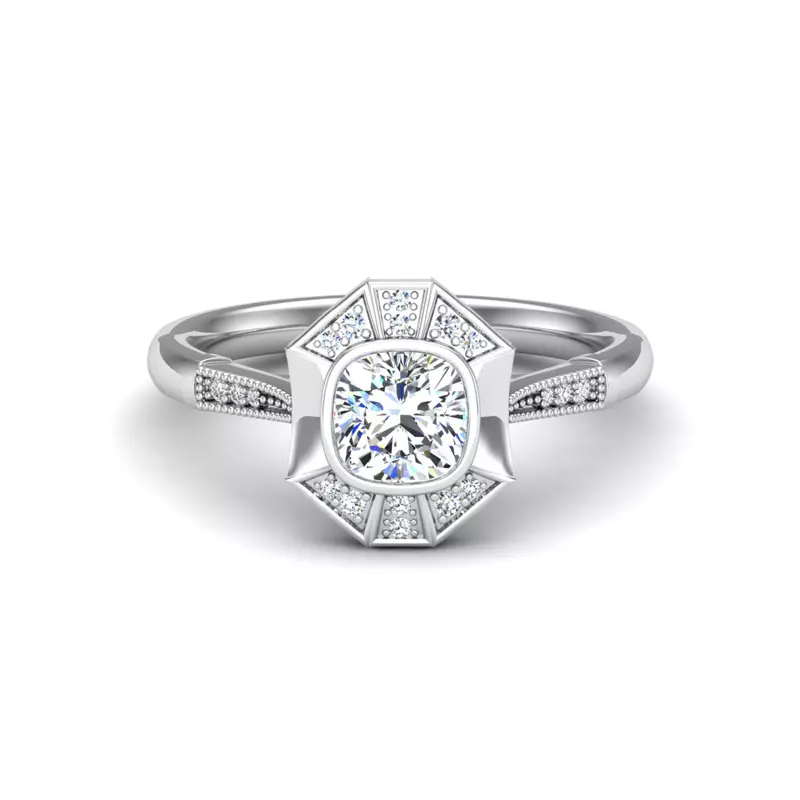 Platinum Fatima Halo Engagement Ring
