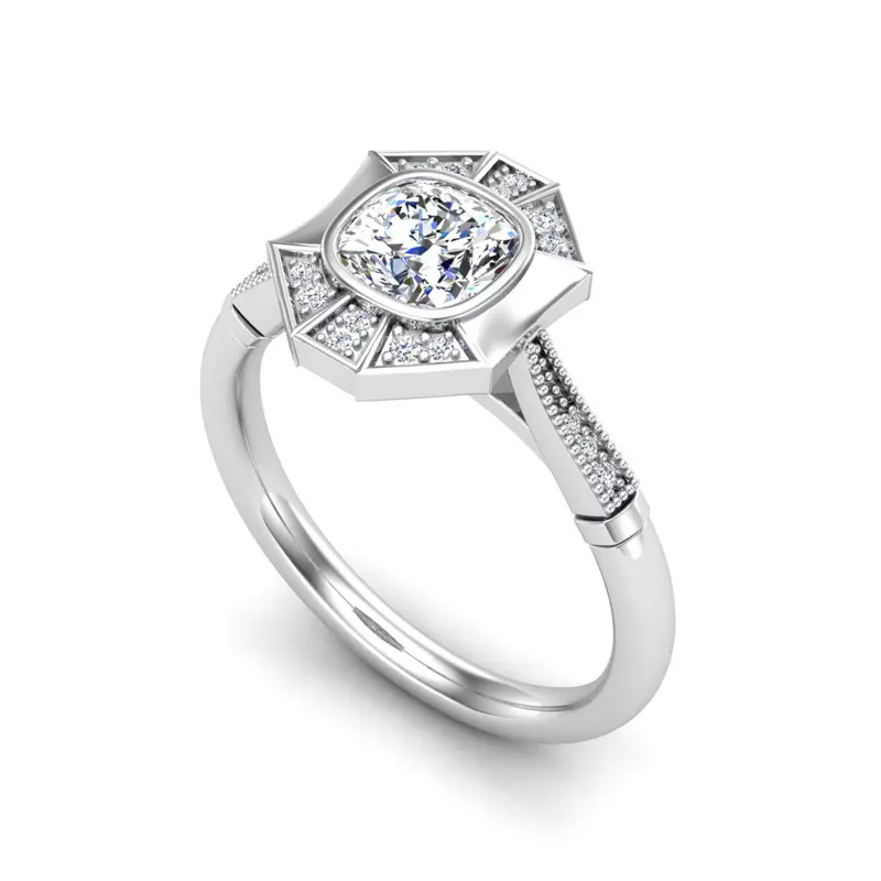 Platinum Fatima Halo Engagement Ring
