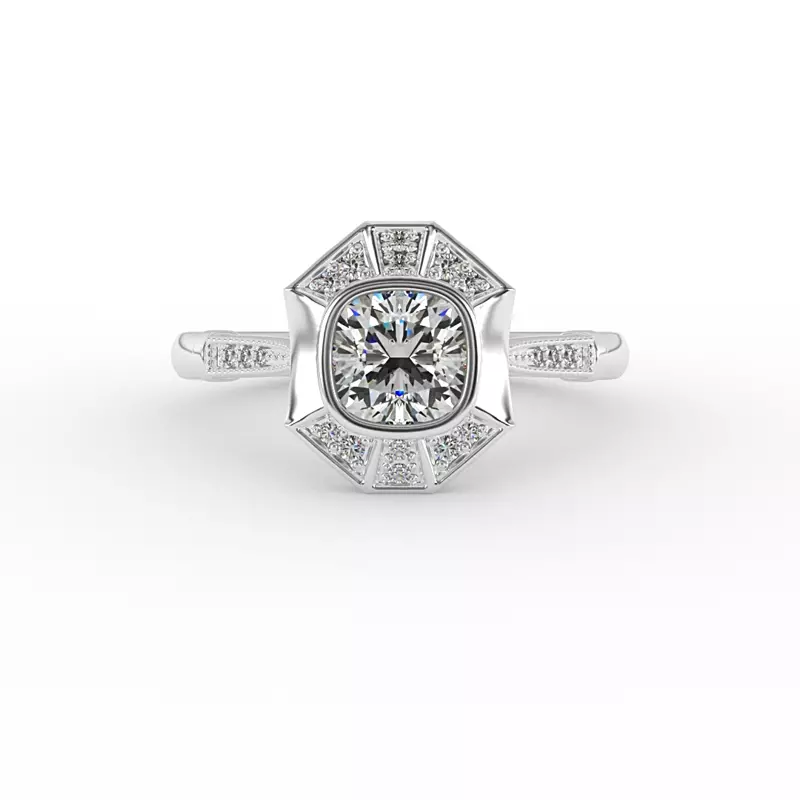 Platinum Fatima Halo Engagement Ring