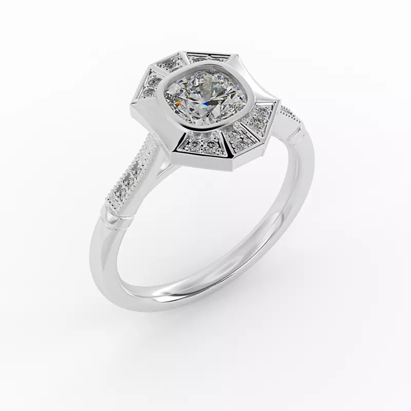Platinum Fatima Halo Engagement Ring