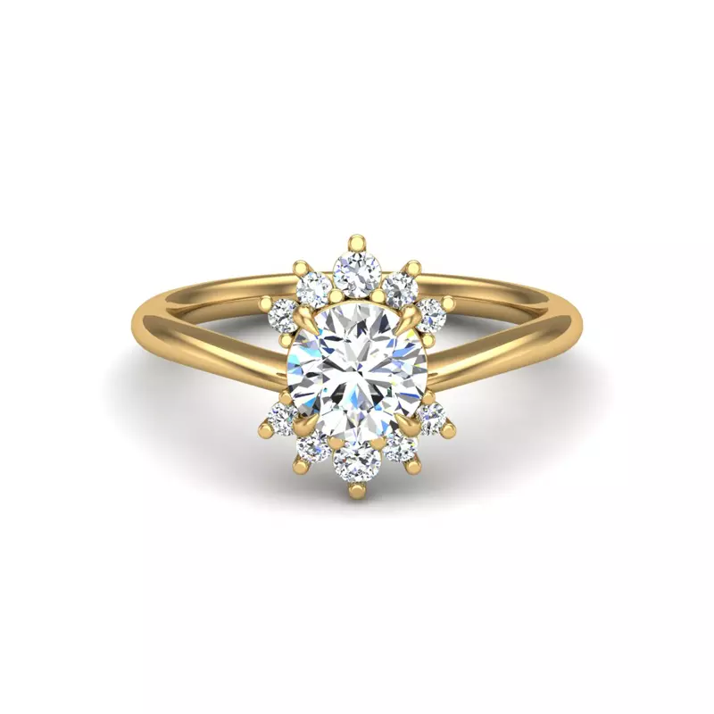 14K Yellow Gold Tatum Half Halo Engagement Ring