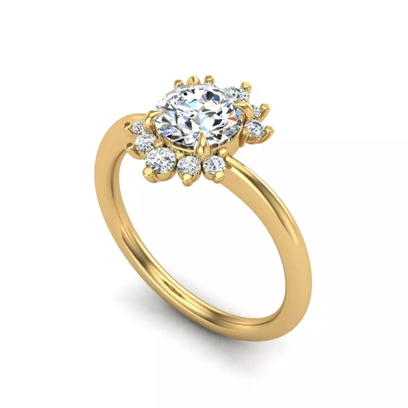 14K Yellow Gold Tatum Half Halo Engagement Ring