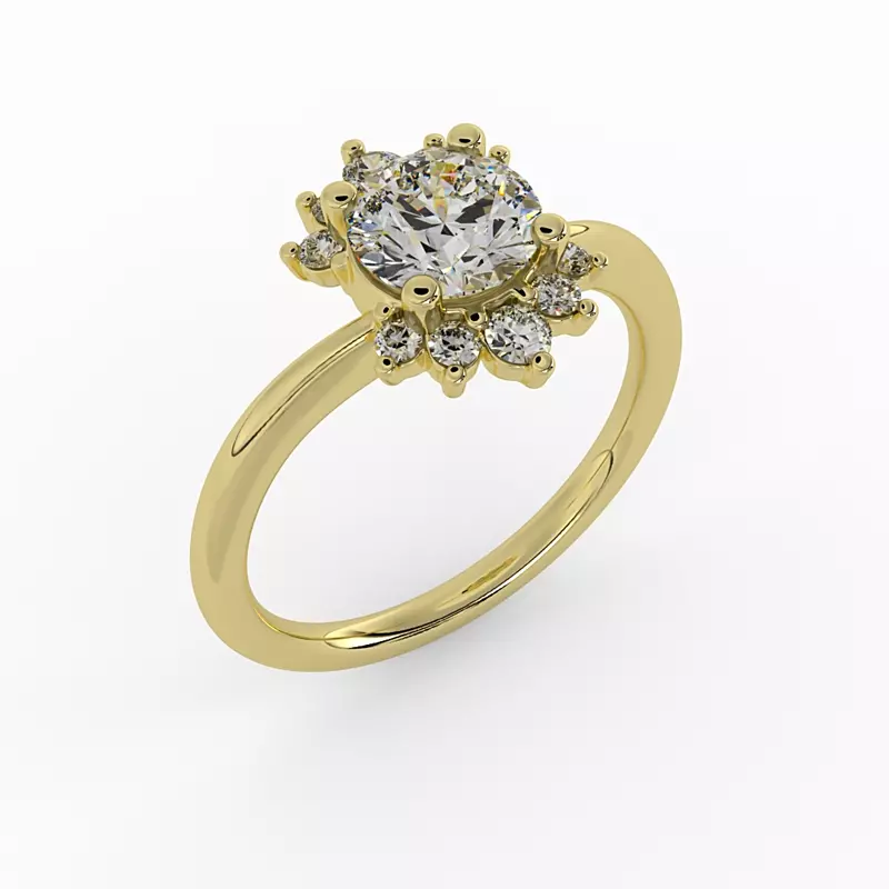 14K Yellow Gold Tatum Half Halo Engagement Ring