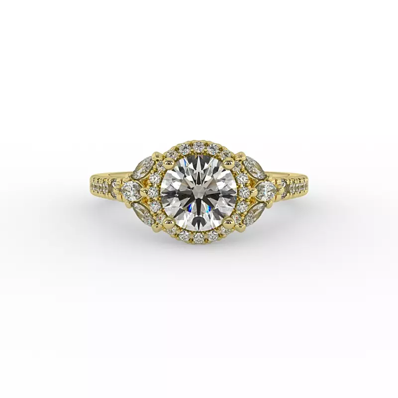 14K Yellow Gold Palmer Halo Engagement Ring