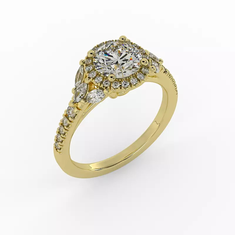 14K Yellow Gold Palmer Halo Engagement Ring