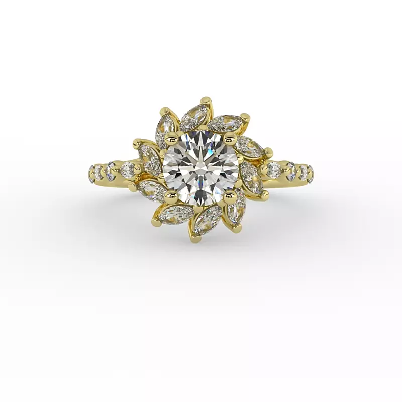 Melissa Marquise Floral Halo Engagement Ring