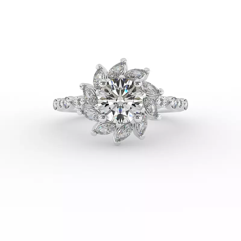 Platinum Melissa Marquise Floral Halo Engagement Ring