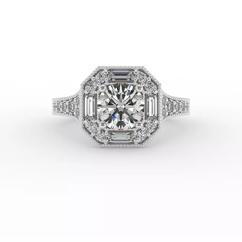 Platinum Willa Octagonal Halo Engagement Ring