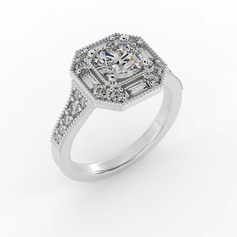 Platinum Willa Octagonal Halo Engagement Ring