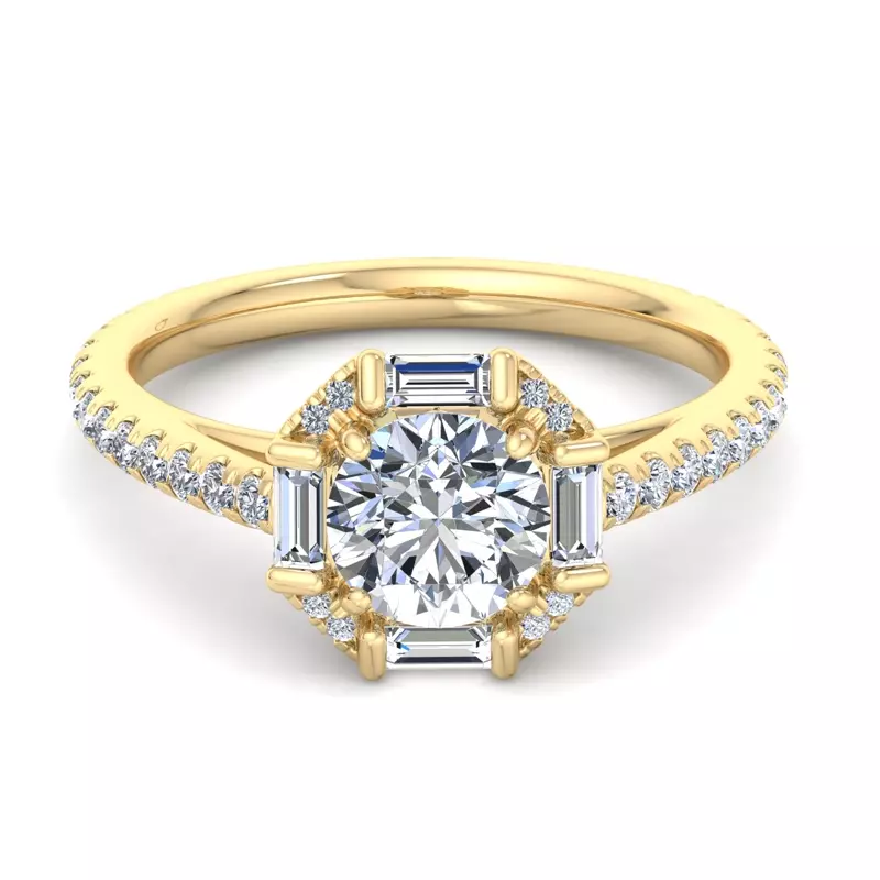 14K Yellow Gold Destiny Halo Engagement Ring