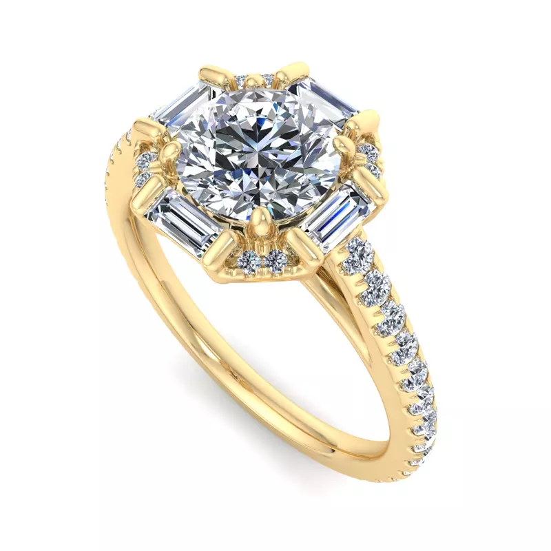 14K Yellow Gold Destiny Halo Engagement Ring