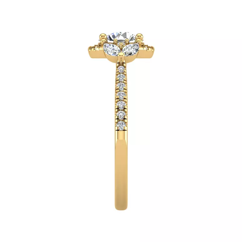 14K Yellow Gold Dahlia Halo Engagement Ring