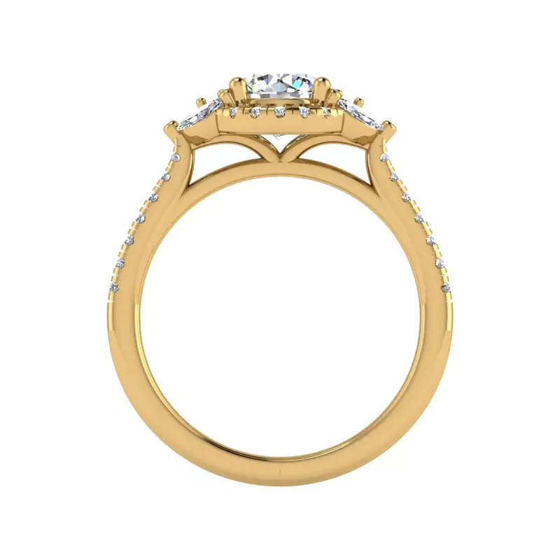 14K Yellow Gold Dahlia Halo Engagement Ring