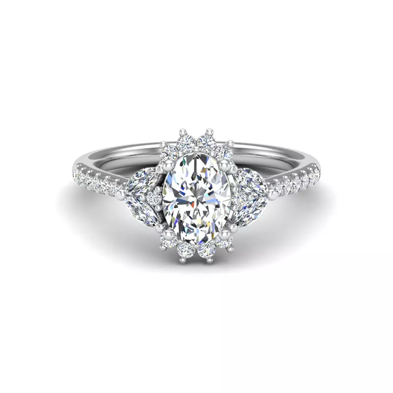 18K White Gold Celeste Halo Engagement Ring
