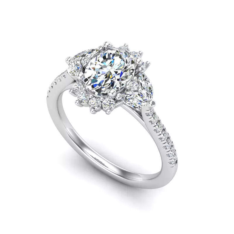 18K White Gold Celeste Halo Engagement Ring
