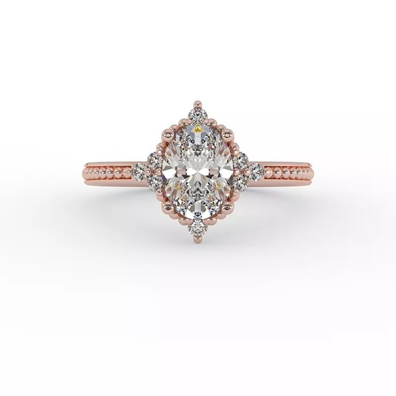 14K Rose Gold Ainsley Halo Engagement Ring