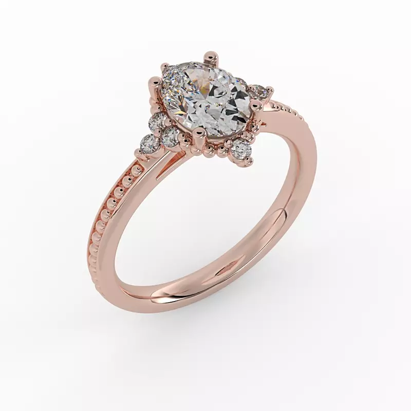14K Rose Gold Ainsley Halo Engagement Ring