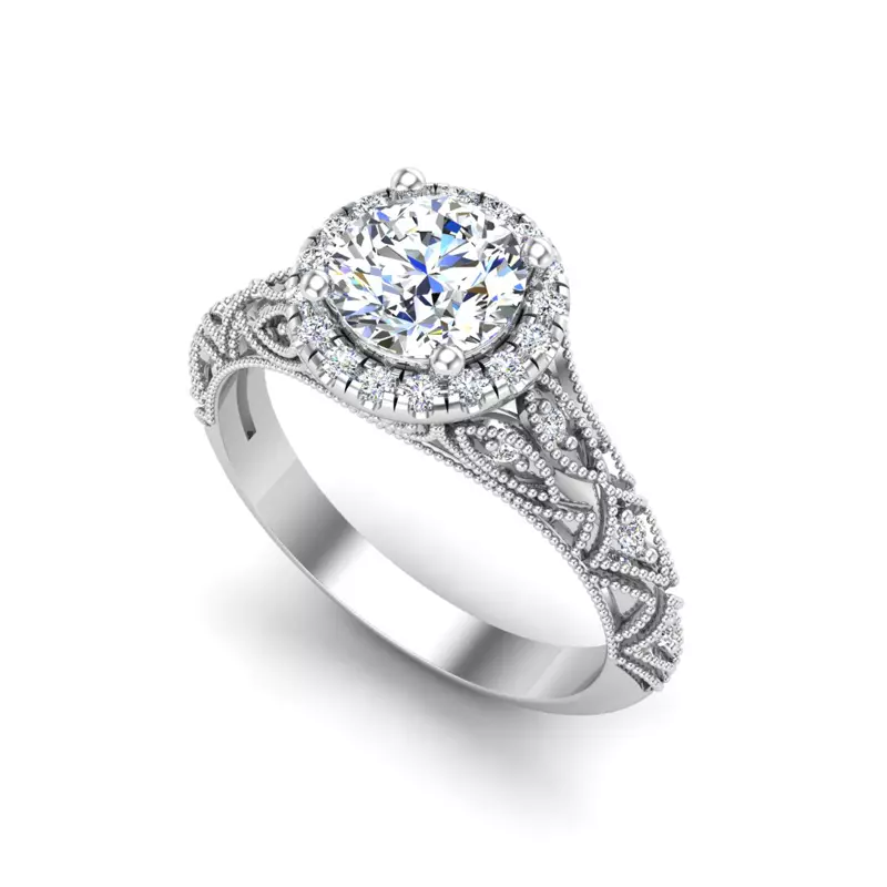 14K White Gold Rylie Halo Engagement Ring
