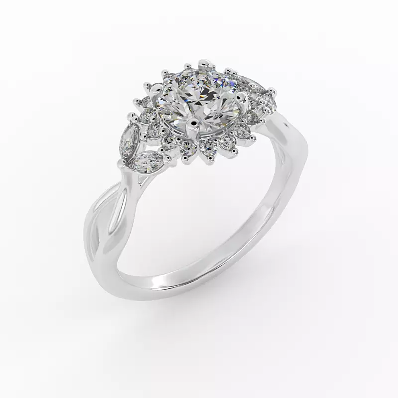 14K White Gold Laura Halo Engagement Ring