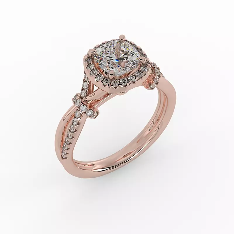 14K Rose Gold Adelynn Halo Engagement Ring