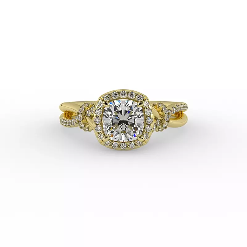 14K Yellow Gold Adelynn Halo Engagement Ring
