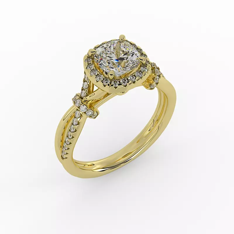 14K Yellow Gold Adelynn Halo Engagement Ring