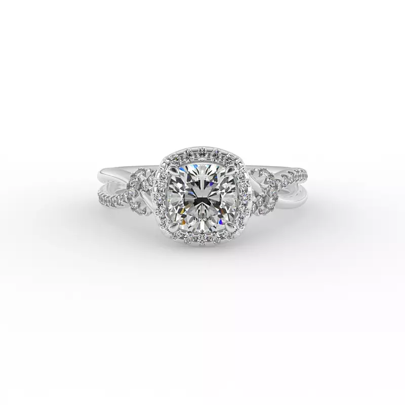 18K White Gold Adelynn Halo Engagement Ring