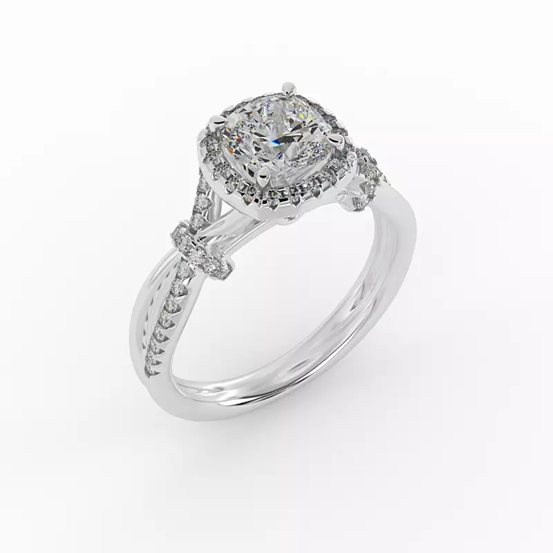 18K White Gold Adelynn Halo Engagement Ring