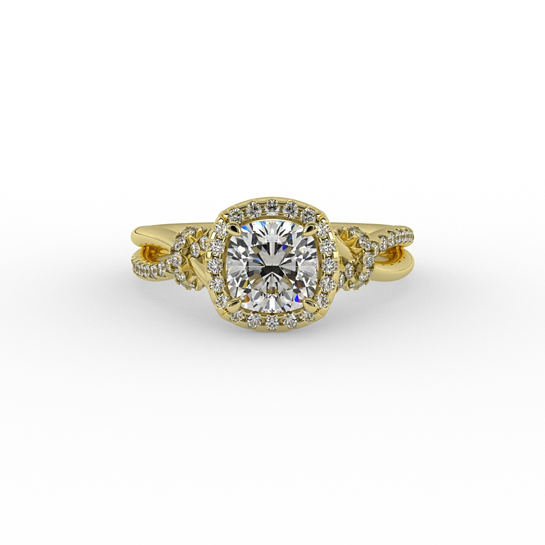 18K Yellow Gold Adelynn Halo Engagement Ring