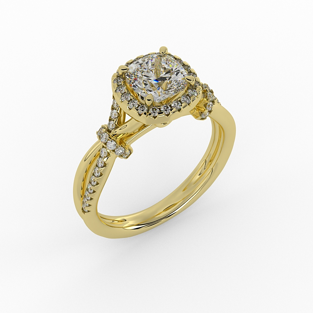 18K Yellow Gold Adelynn Halo Engagement Ring