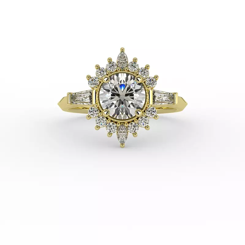 18K Yellow Gold Gabrielle Halo Engagement Ring