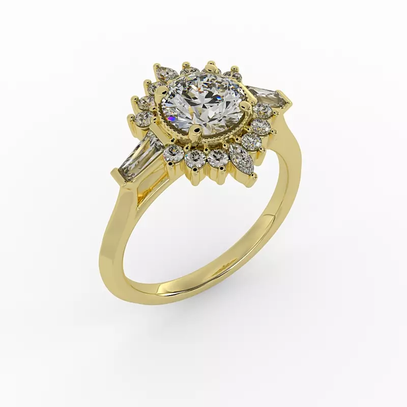 18K Yellow Gold Gabrielle Halo Engagement Ring