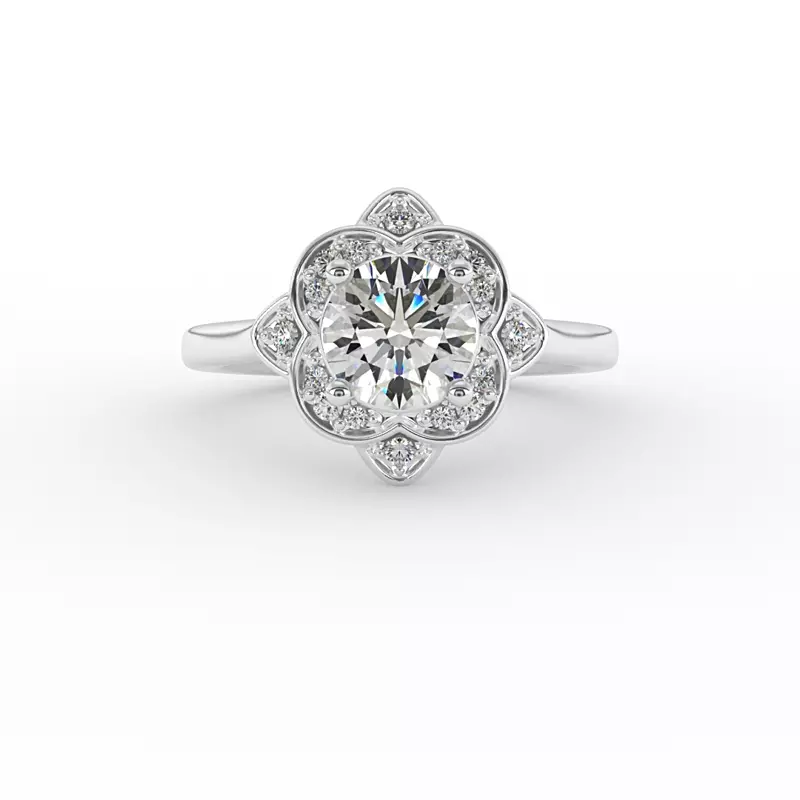 18K White Gold Wren Halo Engagement Ring
