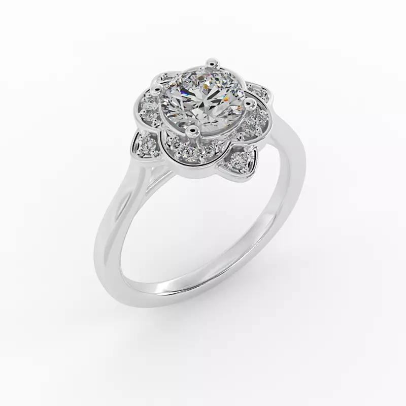 18K White Gold Wren Halo Engagement Ring