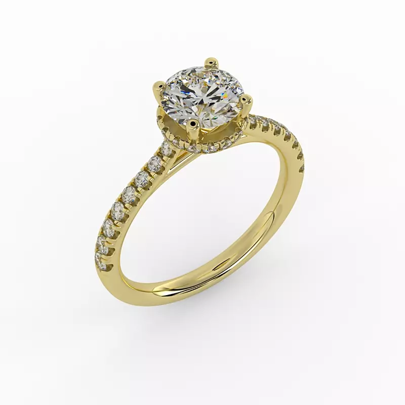 14K Yellow Gold Amora Hidden Halo Engagement Ring