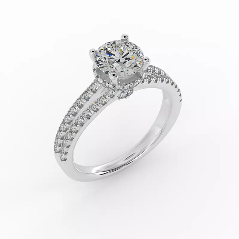 14K White Gold Collins Hidden Halo Engagement Ring