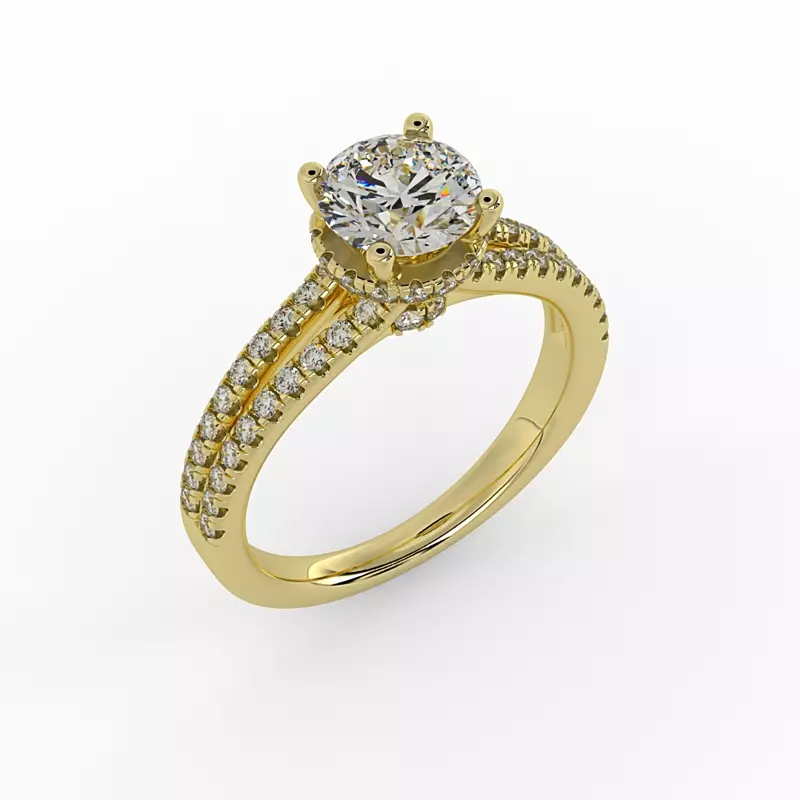 14K Yellow Gold Collins Hidden Halo Engagement Ring