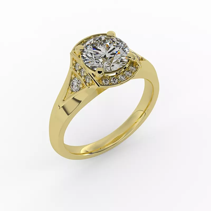 18K Yellow Gold Aitana Halo Engagement Ring