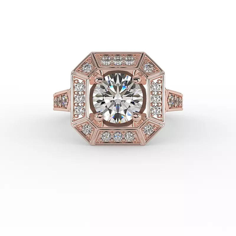 14K Rose Gold Alessandra Halo Engagement Ring