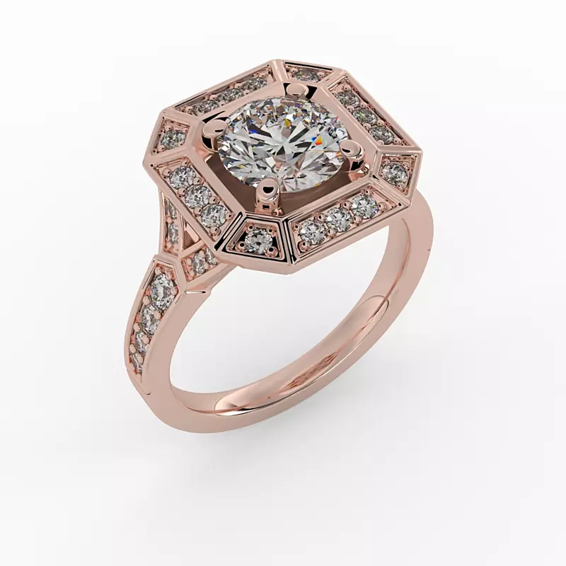 14K Rose Gold Alessandra Halo Engagement Ring